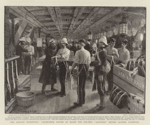 La expedición Ashanti, desfile de vacunación a bordo del vapor Bathurst antes de salir de Liverpool de Charles J. Staniland